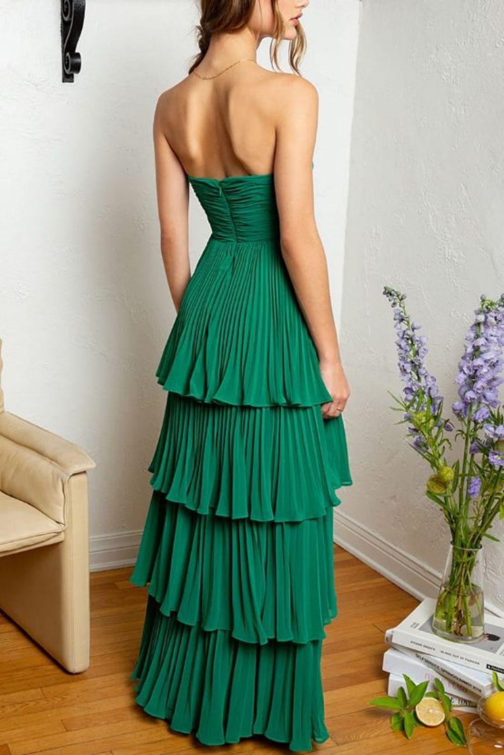 Strapless Heart-shaped Neckline With Folded Edges, Multi-layer Long Ballroom Dress Can Be Customized