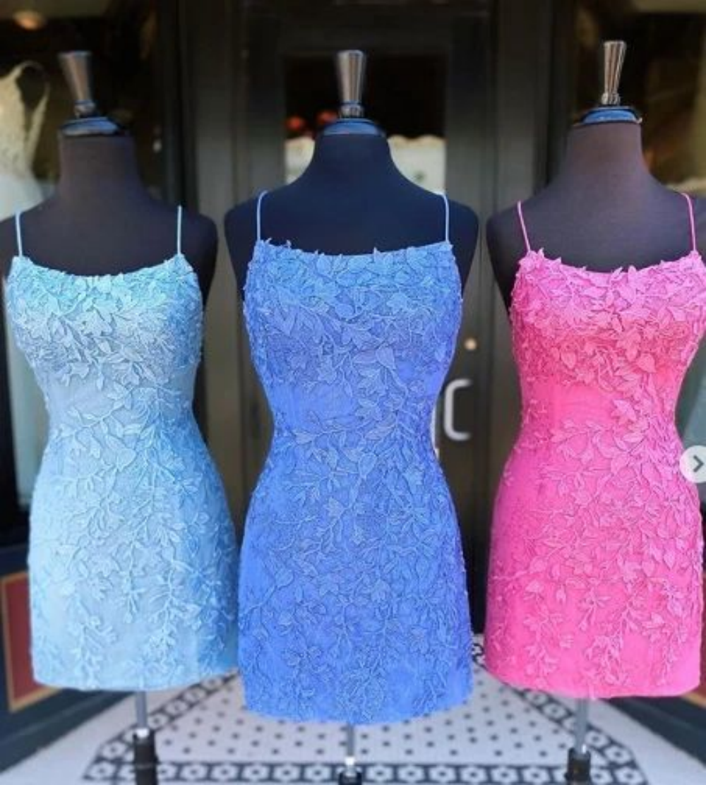 Sexy Back Tie Cocktail Dress, Wedding Colorful Lace Beaded Short Dress, Elegant Homecoming Dress For women