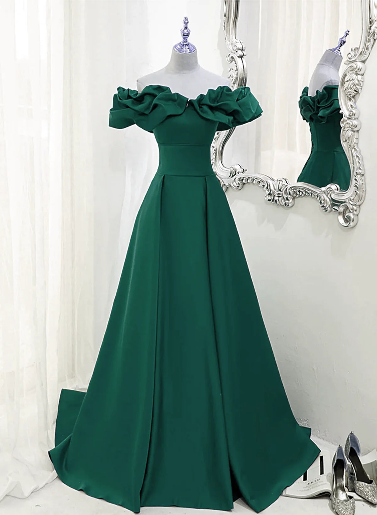 A-line Off-the-shoulder Floor-length Ball Gown, Sweetheart Neckline Party Dress